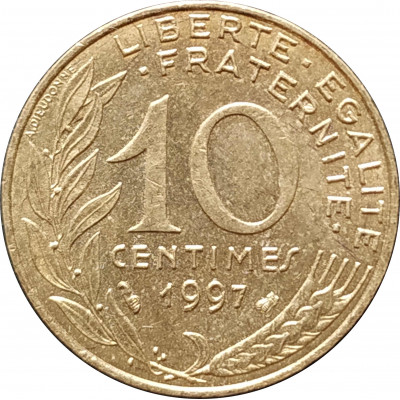 10 сантимов 1997 Франция из оборота