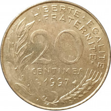20 сантимов 1997 Франция из оборота