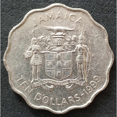 10 долларов 1999 Ямайка из оборота 10 долларов 1999 Ямайка из оборота