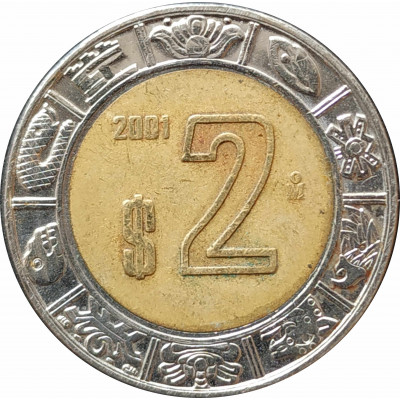 2 песо 2001 Мексика из оборота