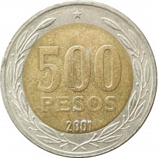 500 песо 2001 Чили из оборота