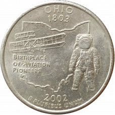 1/4 доллара 2002 Квотер штата Огайо США P из оборота
