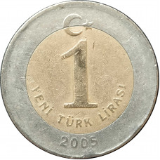 1 новая лира 2005 Турция из оборота
