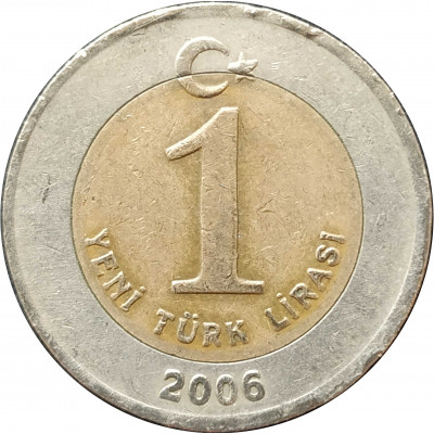 1 новая лира 2006 Турция из оборота