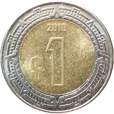 1 песо 2010 Мексика из оборота 1 песо 2010 Мексика из оборота