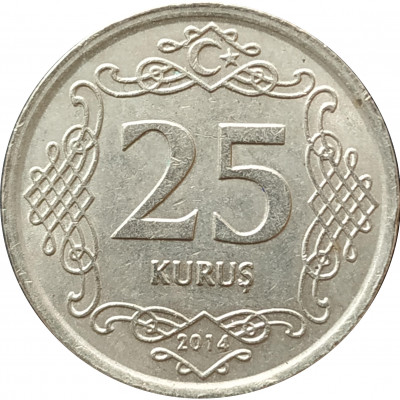 25 курушей 2014 Турция из оборота 25 курушей 2014 Турция из оборота