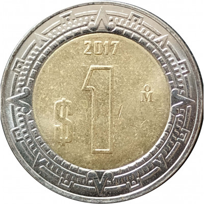 1 песо 2017 Мексика из оборота